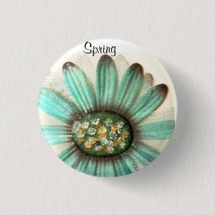 ROUND REFRIGERATOR MAGNET SPRING FLOWER 1 INCH ROUND BUTTON