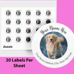 Round Return Address Label Custom Dog Photo