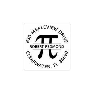 Round Return Address Rubber Stamp Pi Math