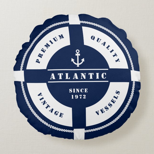 Round Ring Buoy Pillow with Label - Customizable (Front)