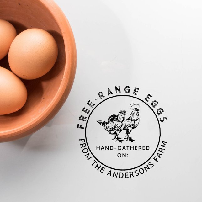 Round Rustic Chicken Farm Egg Carton Custom Self-inking Stamp (Creator Uploaded)