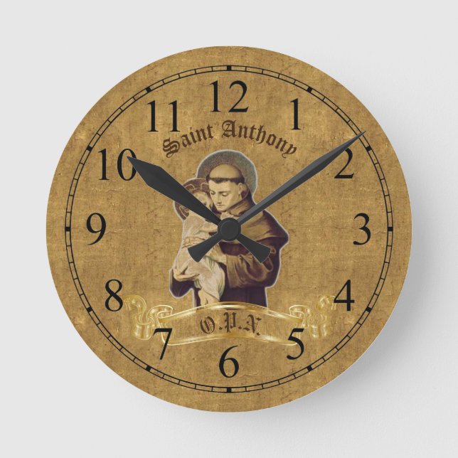 Round Saint Anthony Wall Clock (Front)