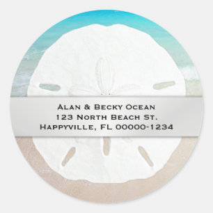 Round Sand Dollar Beach Return Address Labels
