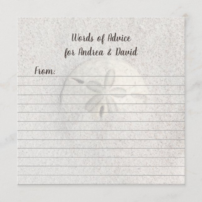 Round Sand Dollar Blank Advice Wedding Cards (Front)