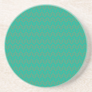 Round, Sandstone Coaster, Emerald Green Geometric Coaster