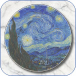 ROUND Sandstone COASTER - "Starry Night" -van Gogh<br><div class="desc">An image of "Starry Night" (1898) by Vincent van Gogh is featured on this round Sandstone Coaster. ►The image cannot be removed or replaced. ►Customize/personalize by adding custom text in your choice of font (style, colour, size), or an additional image or a logo. Makes a colourful and interesting gift. ►Design...</div>