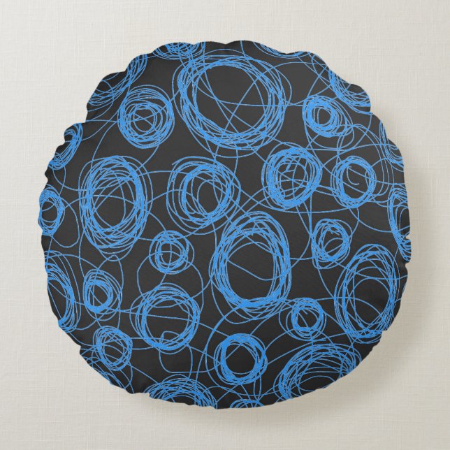 Round Scribbles Kid's Decor Pillow (Front)