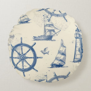 Round-Shaped Gingerbread Cookie with Marine Eleme Round Pillow