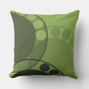 Round Shapes Botanical Abstract Fern Frond Green Throw Pillow