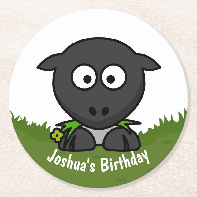 Round Sheep Paper Coaster (Front)