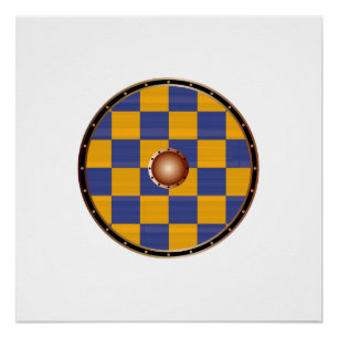 Round Shield With the Flag Of Surrey Poster