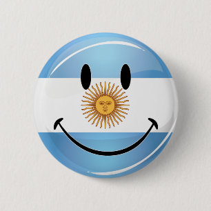 Round Smiling  Argentine Flag 2 Inch Round Button
