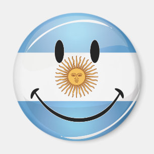 Round Smiling  Argentine Flag Magnet