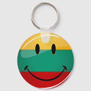 Round Smiling Lithuanian Flag Keychain