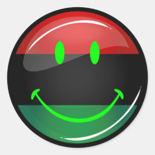 Round Smiling Pan-African Flag Classic Round Sticker