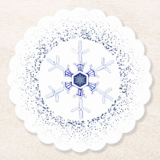 Round snowflake paper coaster