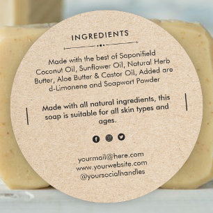 Round Soap Bar Ingredients Product Label Sticker