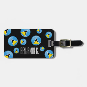 Round St. Lucia Flag Luggage Tag