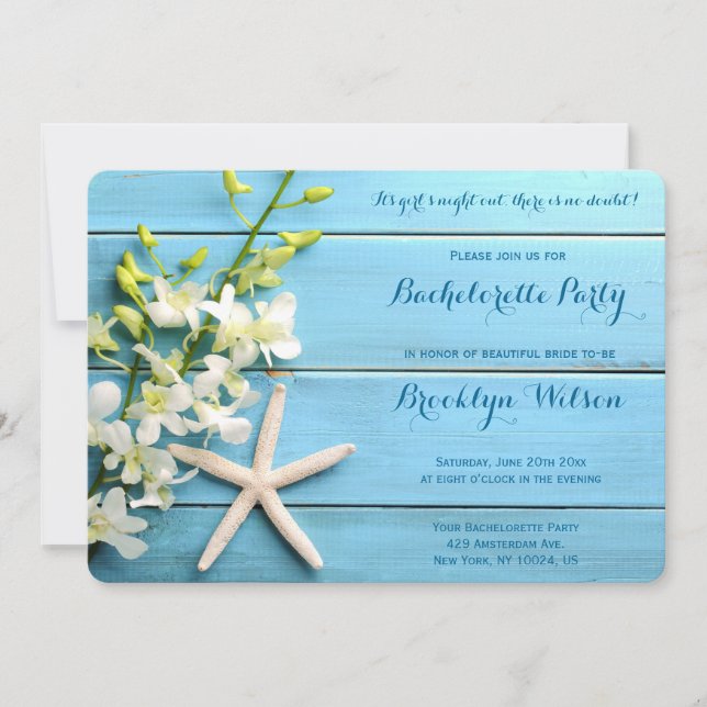 Round Starfish Bachelorette Party Invitations (Front)