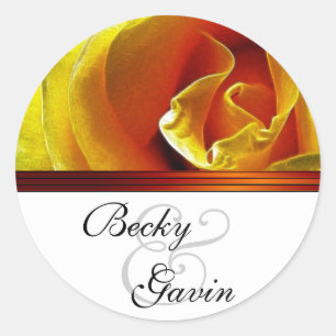Round Sticker Antique Yellow Rose
