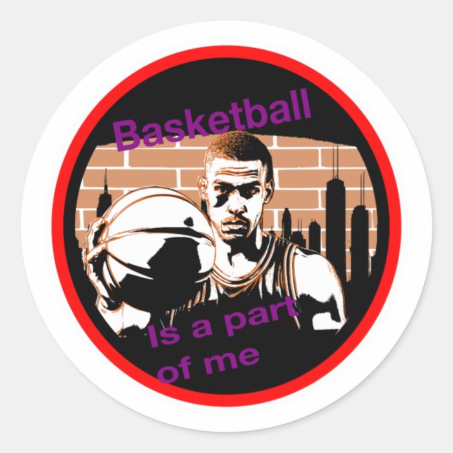 Round sticker Basketball is a part of a (Front)