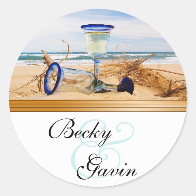 Round Sticker Beach Wedding (Front)