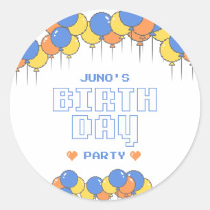 Round Sticker for Birthday Party Retro