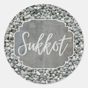 Round Sticker Gift Label Sukkot Silver Grey
