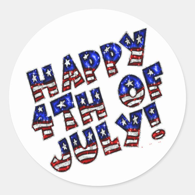 Round Sticker/Happy 4th of July Classic Round Sticker (Front)