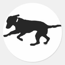 Round sticker playful black lab