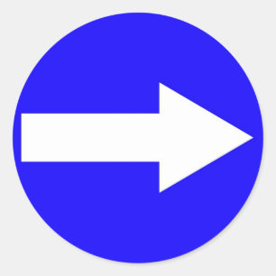 Round sticker with arrow on right