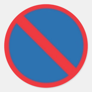 Round Sticker with No Parking Traffic Sign.