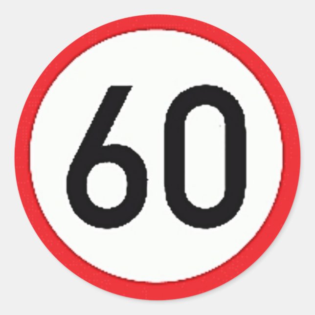 Round sticker with speed limit 60 sign (Front)