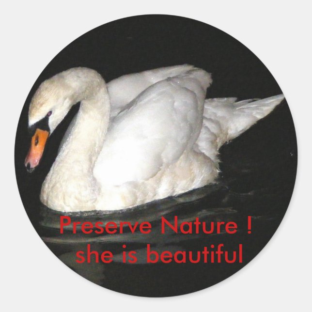 Round sticker with swan (Front)