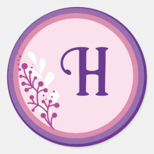 Round Stickers - Add your initial - Purple