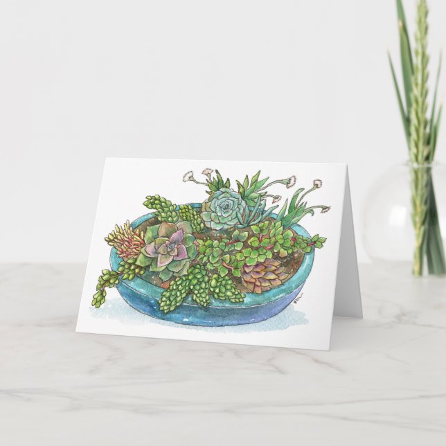 Round Succulent Garden Card (Front)
