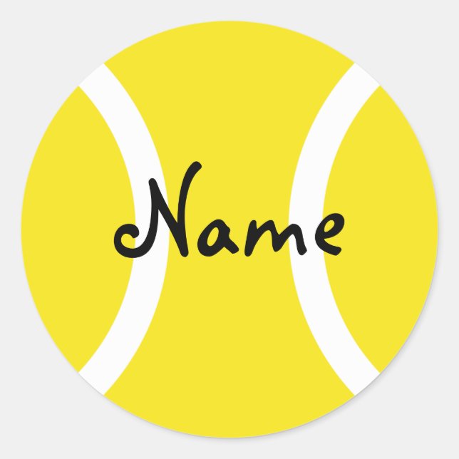 Round tennis ball sticker with customizable text (Front)