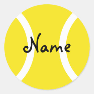 Round tennis ball sticker with customizable text