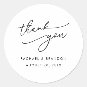 Round Thank You Stickers Wedding Favour Label Set