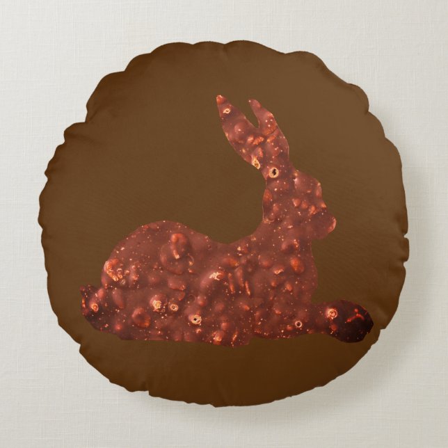 Round throw cushion,Chocolate Easter Rabbit Round Pillow (Front)