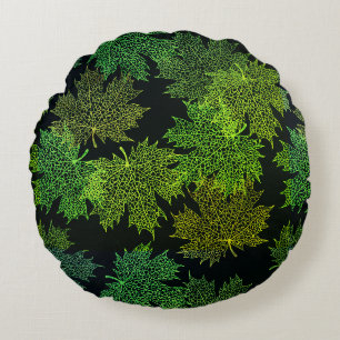 Round Throw Pillow-Autumn Falling Leaves Pillow