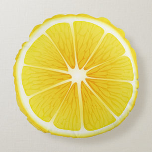 Round Throw Pillow-Lemon Pillow