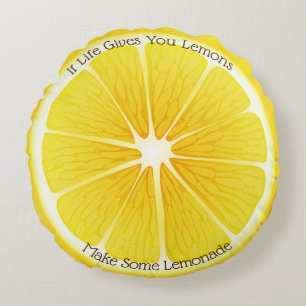 Round Throw Pillow-Life Gives You Lemons Pillow