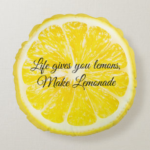 Round Throw Pillow-Life Gives You Lemons Pillow
