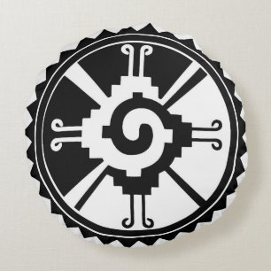 Round Throw Pillow Mayan Hunab Ku