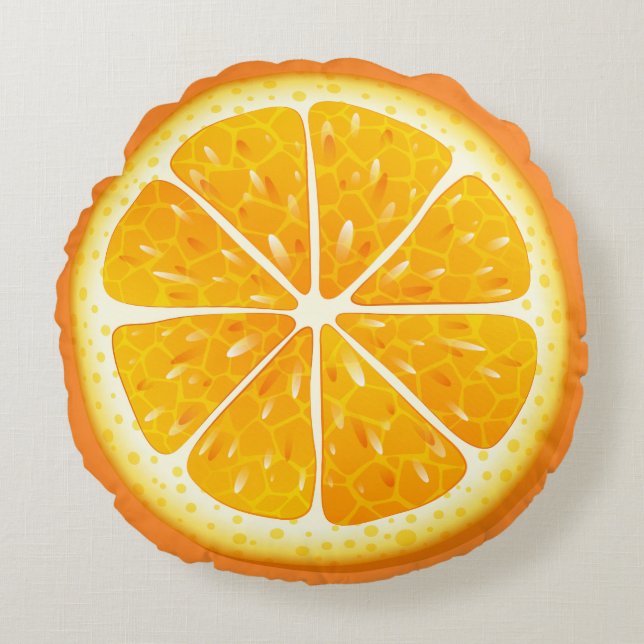 Round Throw Pillow-Orange Pillow (Front)