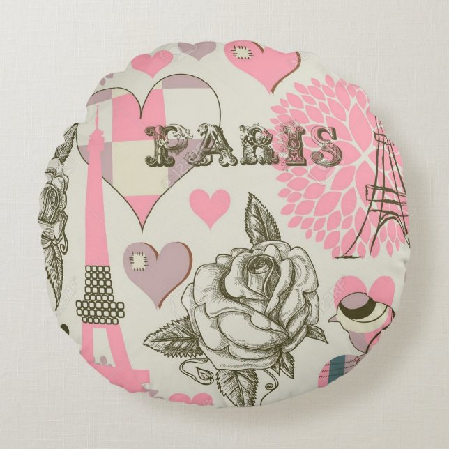 Round Throw Pillow/Paris Pillow (Front)