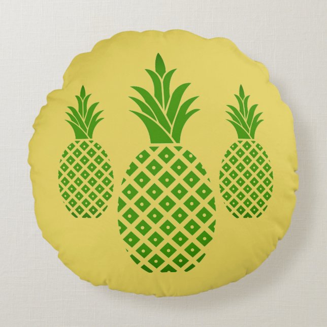 Round Throw Pillow-Pineapples Pillow (Front)