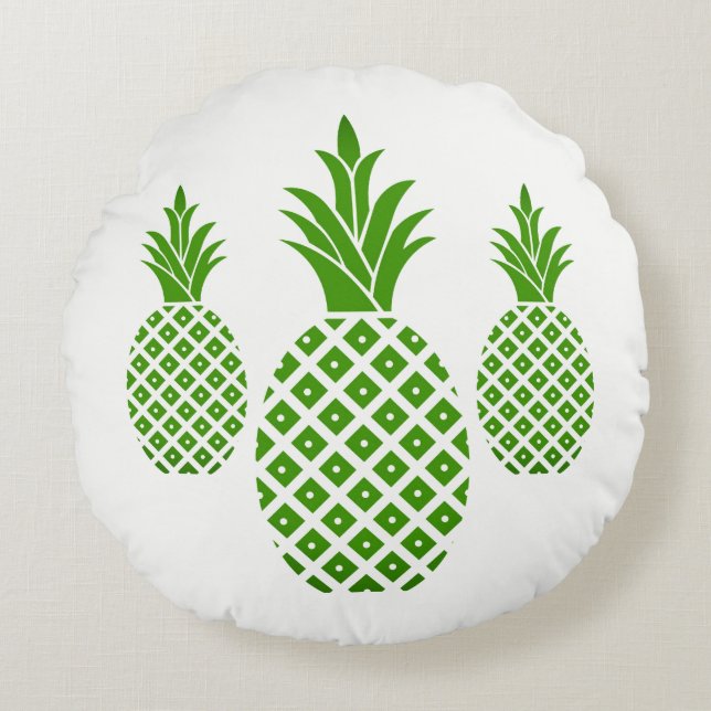 Round Throw Pillow-Pineapples Pillow (Front)