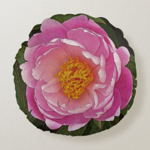 ROUND THROW PILLOW/ PINK PEONY PILLOW